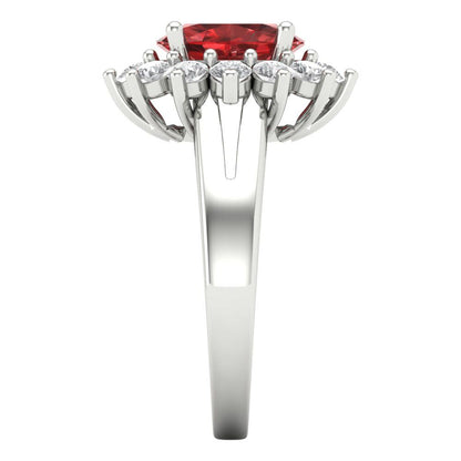 2.72 cttw Natural Garnet Hidden Halo Engagement Ring - Solid White Gold (VVS1, Oval Cut,9x7mm)