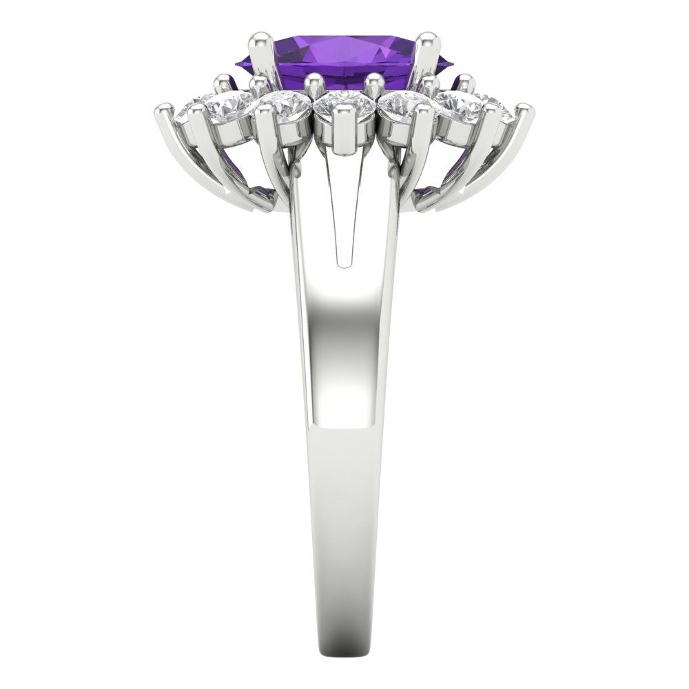 2.72 cttw Natural Amethyst Hidden Halo Engagement Ring - Solid Gold (Oval Cut,9x7mm)