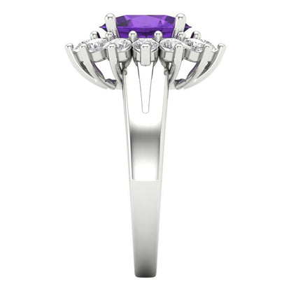 2.72 cttw Natural Amethyst Hidden Halo Engagement Ring - Solid Gold (Oval Cut,9x7mm)