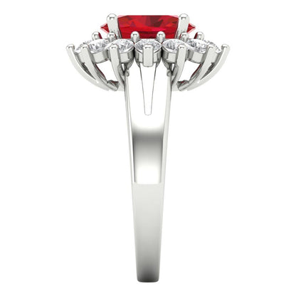 2.72 cttw Simulated Ruby Hidden Halo Engagement Ring - Solid White Gold (VVS1, Oval Cut,9x7mm)