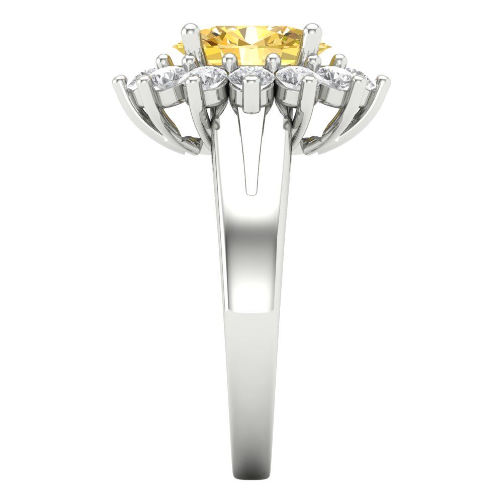 2.72 cttw Zirconia Simulated Yellow Diamond Hidden Halo Engagement Ring - Solid Gold (VVS1, Oval Cut,9x7mm)