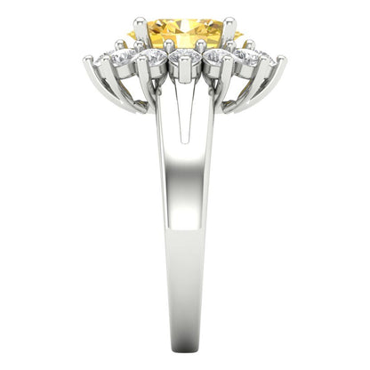 2.72 cttw Zirconia Simulated Yellow Diamond Hidden Halo Engagement Ring - Solid Gold (VVS1, Oval Cut,9x7mm)