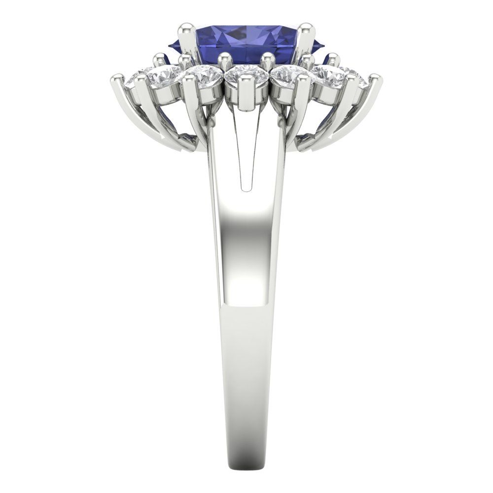 2.72 cttw Simulated Tanzanite Hidden Halo Engagement Ring - Solid White Gold (VVS1, Oval Cut,9x7mm)