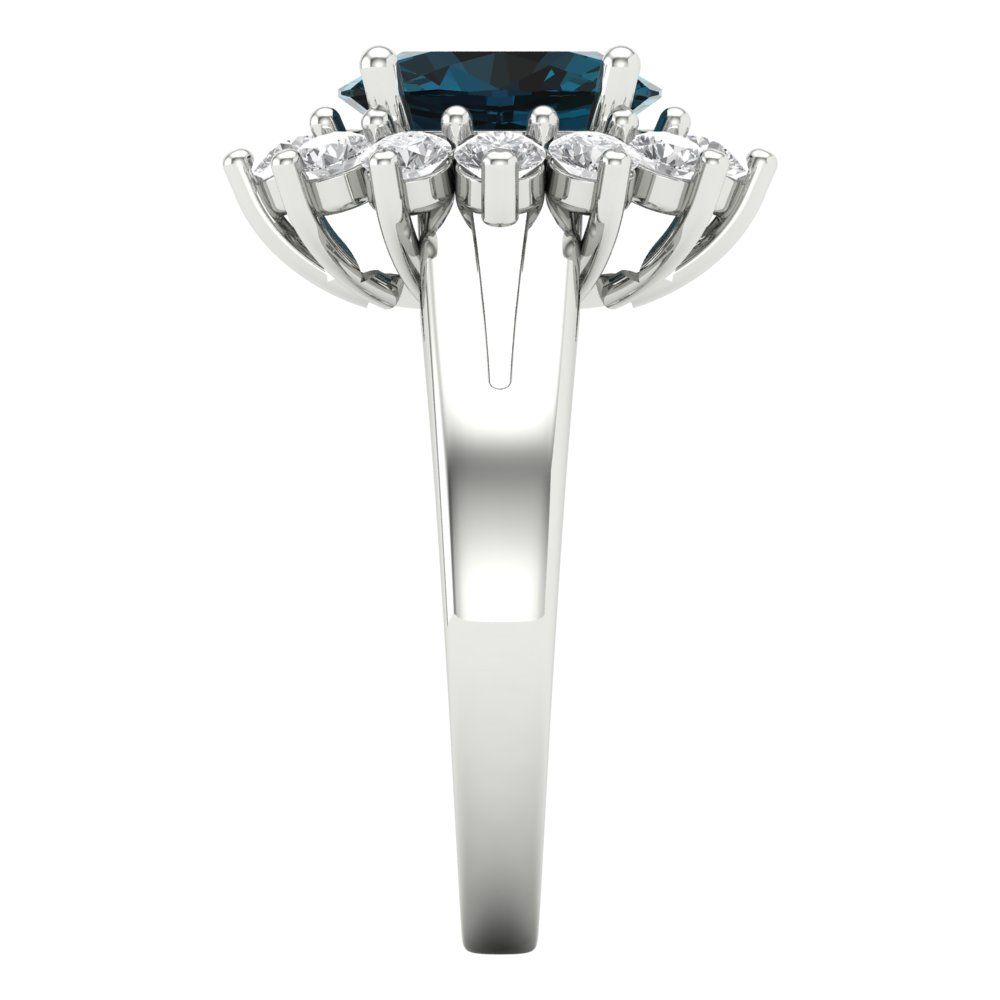 2.72 cttw Natural London Blue Topaz Hidden Halo Engagement Ring - Solid Gold (Oval Cut,9x7mm)