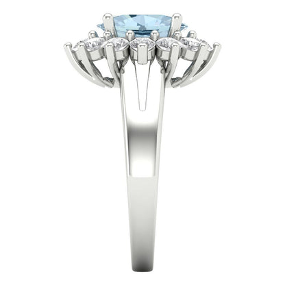 2.72 cttw Natural Swiss Blue Topaz Hidden Halo Engagement Ring - Solid Gold (Oval Cut,9x7mm)