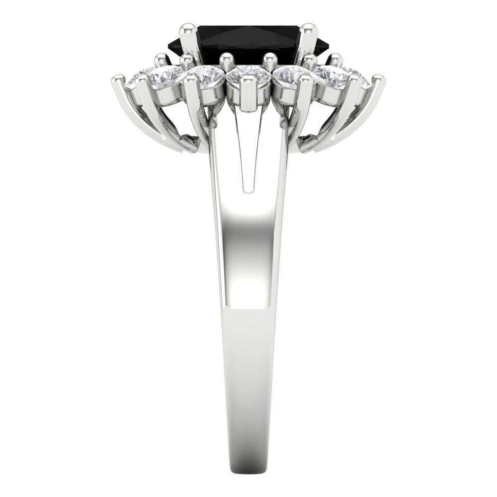 2.72 cttw Natural Onyx Hidden Halo Engagement Ring - Solid White Gold (VVS1, Oval Cut,9x7mm)