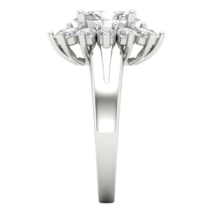 2.72 cttw Certified Moissanite Hidden Halo Engagement Ring - Solid Gold (VVS1, D-F,Oval Cut,9x7mm)