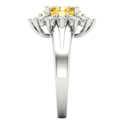 2.72 cttw Natural Citrine Hidden Halo Engagement Ring - Solid Gold (Oval Cut,9x7mm)