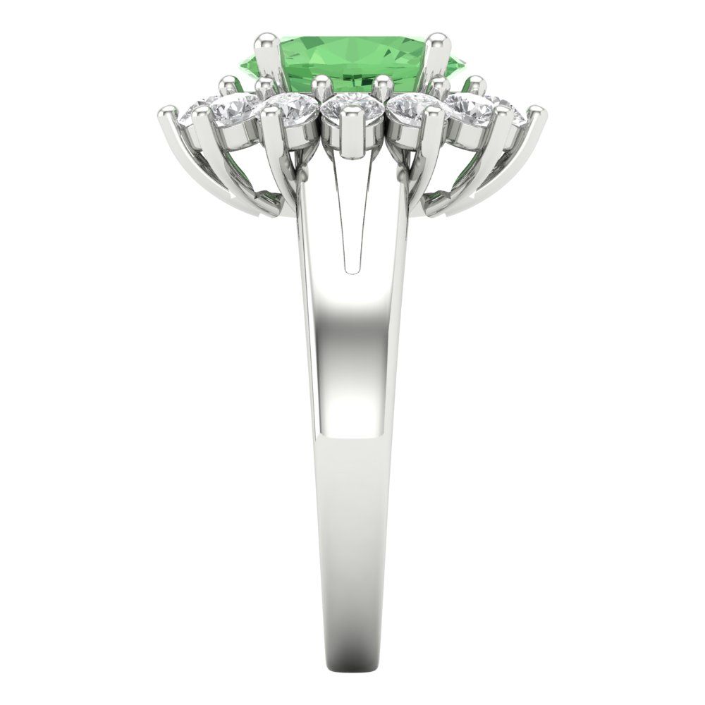 2.72 cttw Zirconia Simulated Green Diamond Hidden Halo Engagement Ring - Solid Gold (VVS1, Oval Cut,9x7mm)
