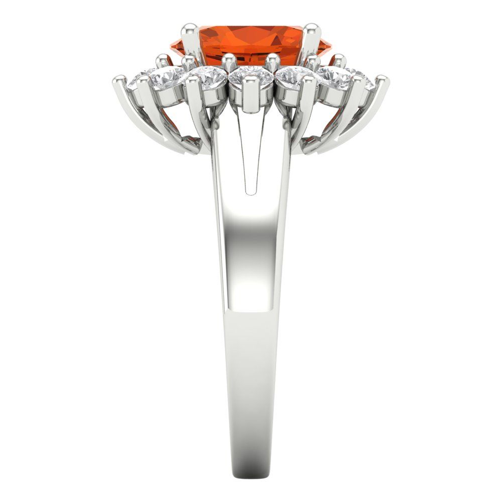 2.72 cttw Zirconia Simulated Red Diamond Hidden Halo Engagement Ring - Solid Gold (VVS1, Oval Cut,9x7mm)