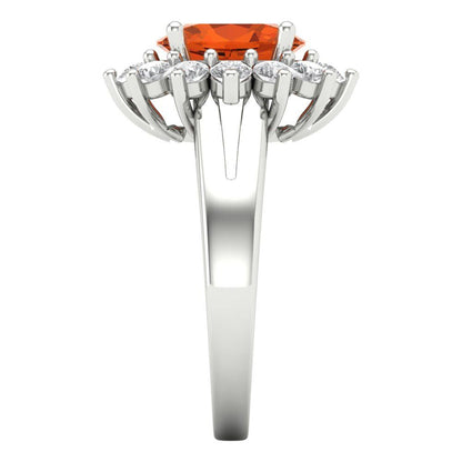 2.72 cttw Zirconia Simulated Red Diamond Hidden Halo Engagement Ring - Solid White Gold (VVS1, Oval Cut,9x7mm)