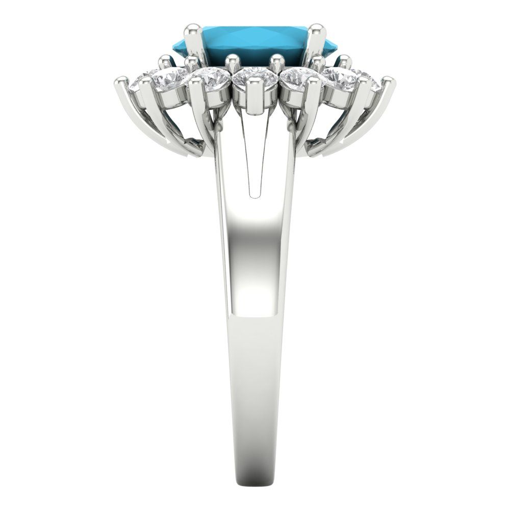 2.72 cttw Simulated Turquoise Hidden Halo Engagement Ring - Solid Gold (Oval Cut,9x7mm)