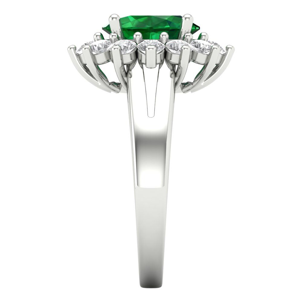 2.72 cttw Simulated Emerald Hidden Halo Engagement Ring - Solid Gold (Oval Cut,9x7mm)