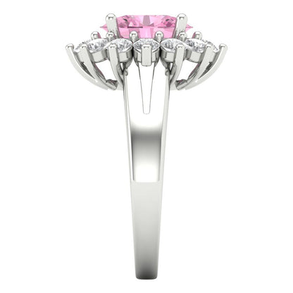 2.72 cttw Zirconia Simulated Pink Diamond Hidden Halo Engagement Ring - Solid Gold (VVS1, Oval Cut,9x7mm)