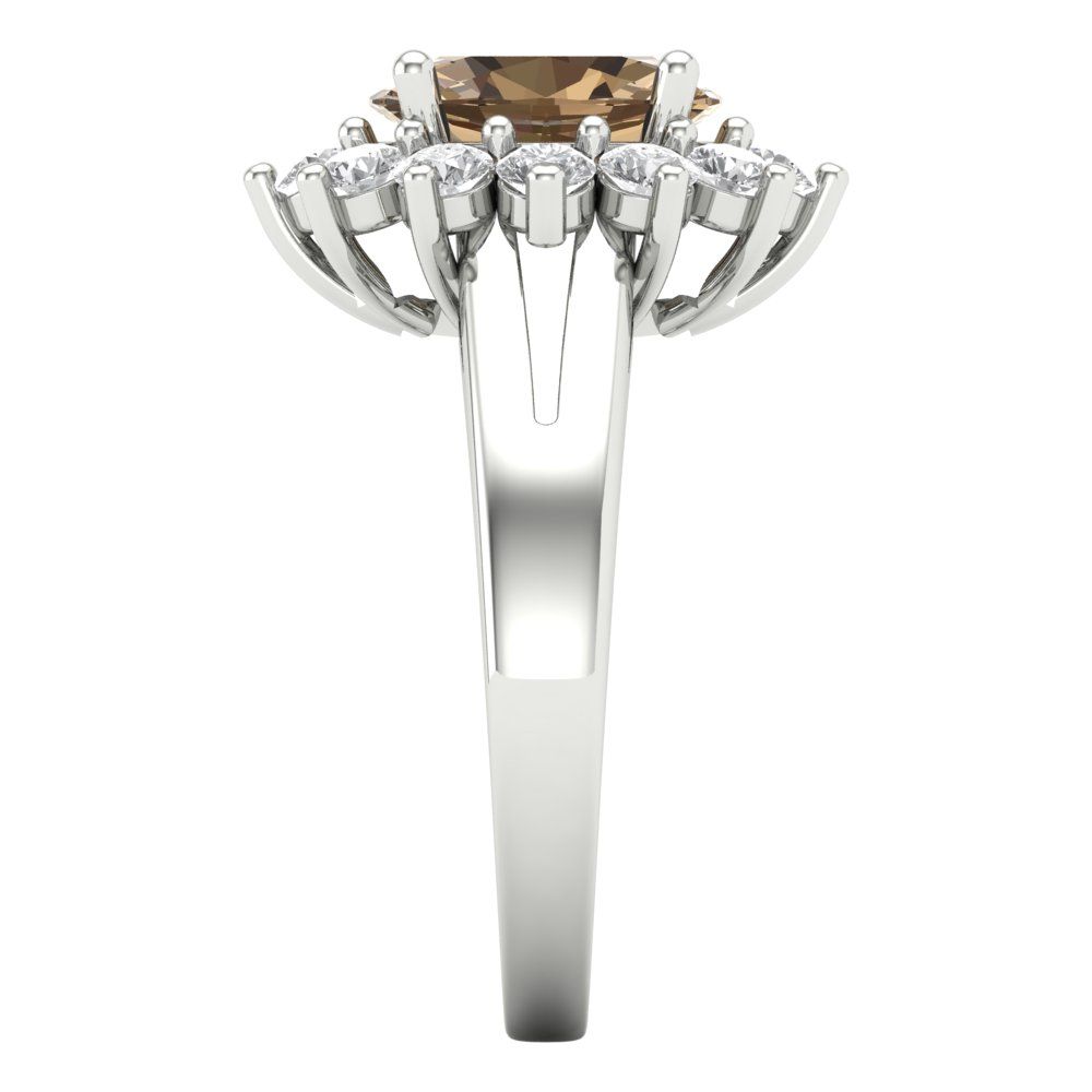 2.72 cttw Zirconia Simulated Champagne Diamond Hidden Halo Engagement Ring - Solid Gold (VVS1, Oval Cut,9x7mm)