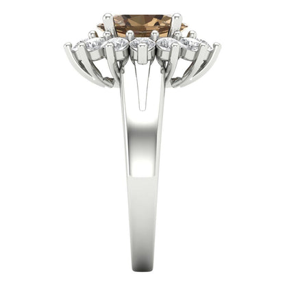 2.72 cttw Zirconia Simulated Champagne Diamond Hidden Halo Engagement Ring - Solid Gold (VVS1, Oval Cut,9x7mm)