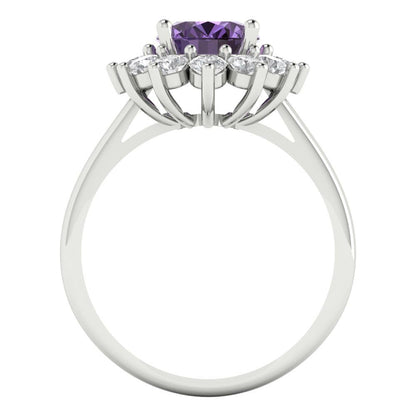 2.72 cttw Simulated Alexandrite Hidden Halo Engagement Ring - Solid White Gold (VVS1, Oval Cut,9x7mm)