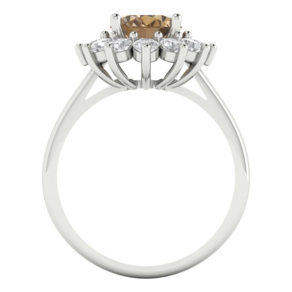 2.72 cttw Zirconia Simulated Champagne Diamond Hidden Halo Engagement Ring - Solid Gold (VVS1, Oval Cut,9x7mm)
