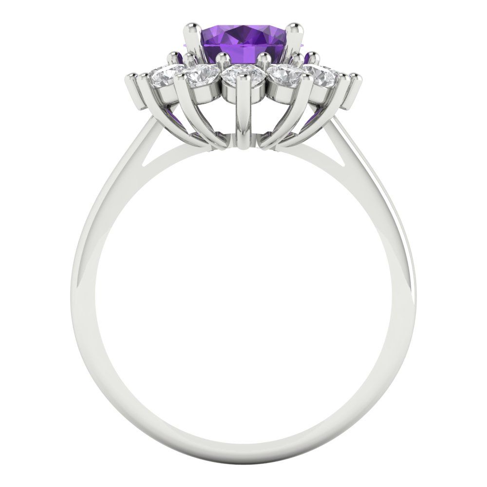 2.72 cttw Natural Amethyst Hidden Halo Engagement Ring - Solid Gold (Oval Cut,9x7mm)