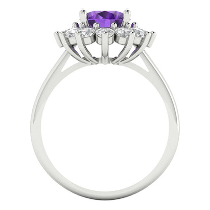 2.72 cttw Natural Amethyst Hidden Halo Engagement Ring - Solid Gold (Oval Cut,9x7mm)