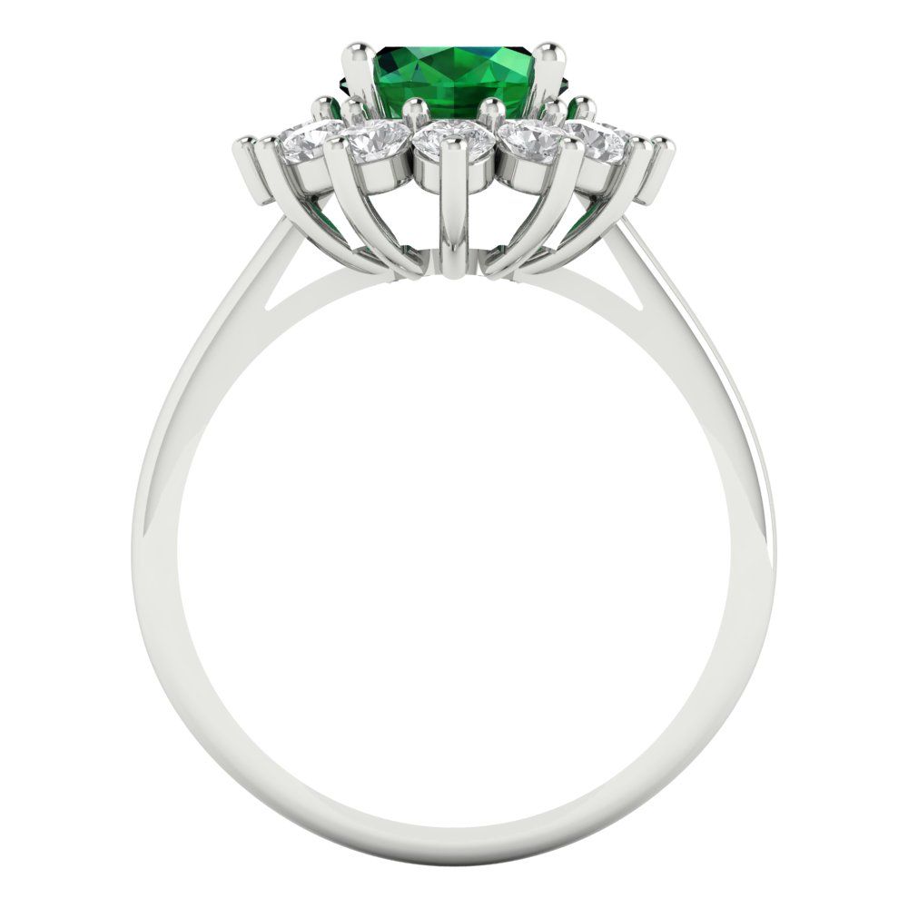 2.72 cttw Simulated Emerald Hidden Halo Engagement Ring - Solid Gold (Oval Cut,9x7mm)