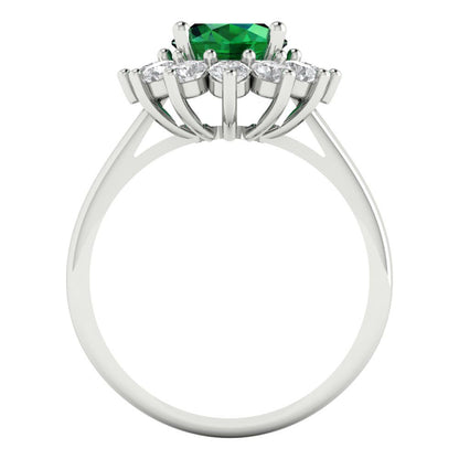 2.72 cttw Simulated Emerald Hidden Halo Engagement Ring - Solid White Gold (VVS1, Oval Cut,9x7mm)