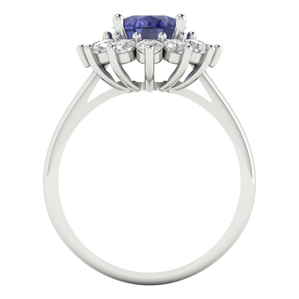 2.72 cttw Simulated Tanzanite Hidden Halo Engagement Ring - Solid Gold (Oval Cut,9x7mm)