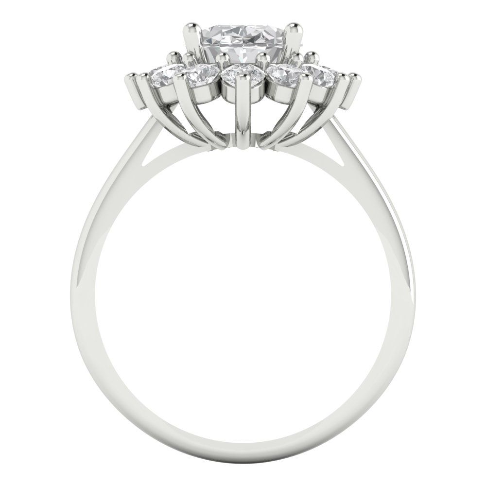 2.72 cttw White Sapphire Hidden Halo Engagement Ring - Solid Gold (Oval Cut,9x7mm)