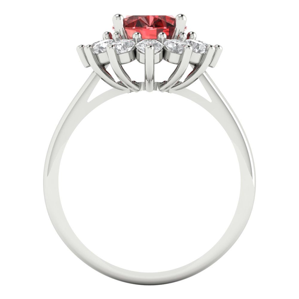 2.72 cttw Natural Garnet Hidden Halo Engagement Ring - Solid White Gold (VVS1, Oval Cut,9x7mm)