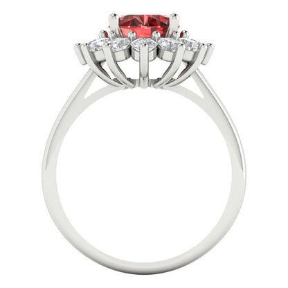 2.72 cttw Natural Garnet Hidden Halo Engagement Ring - Solid White Gold (VVS1, Oval Cut,9x7mm)