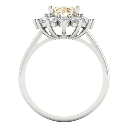 2.72 cttw Natural Morganite Hidden Halo Engagement Ring - Solid Gold (Oval Cut,9x7mm)