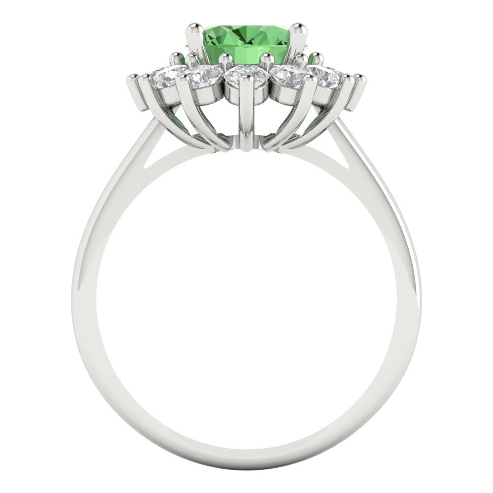 2.72 cttw Zirconia Simulated Green Diamond Hidden Halo Engagement Ring - Solid Gold (VVS1, Oval Cut,9x7mm)
