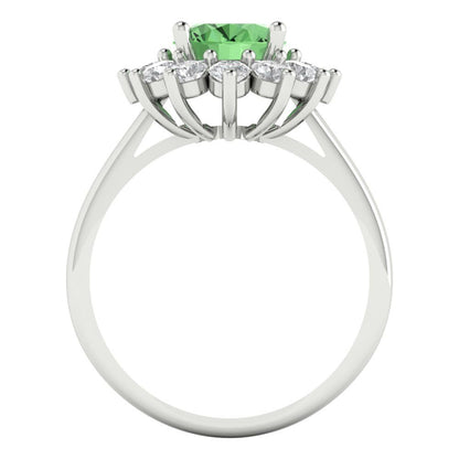 2.72 cttw Zirconia Simulated Green Diamond Hidden Halo Engagement Ring - Solid Gold (VVS1, Oval Cut,9x7mm)