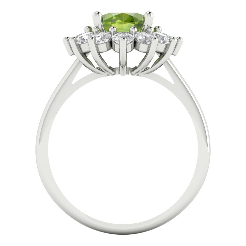 2.72 cttw Natural Peridot Hidden Halo Engagement Ring - Solid White Gold (VVS1, Oval Cut,9x7mm)
