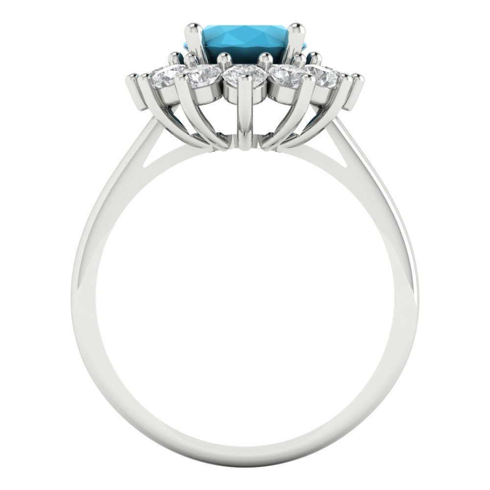 2.72 cttw Simulated Turquoise Hidden Halo Engagement Ring - Solid White Gold (VVS1, Oval Cut,9x7mm)