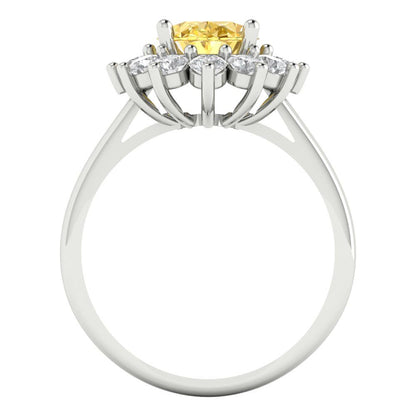 2.72 cttw Natural Citrine Hidden Halo Engagement Ring - Solid Gold (Oval Cut,9x7mm)