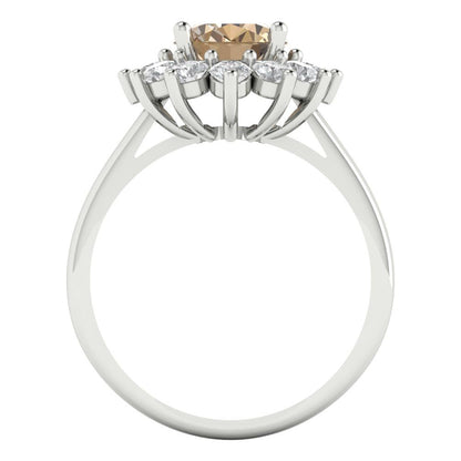 2.72 cttw Yellow Moissanite Hidden Halo Engagement Ring - Solid Gold (Oval Cut,9x7mm)