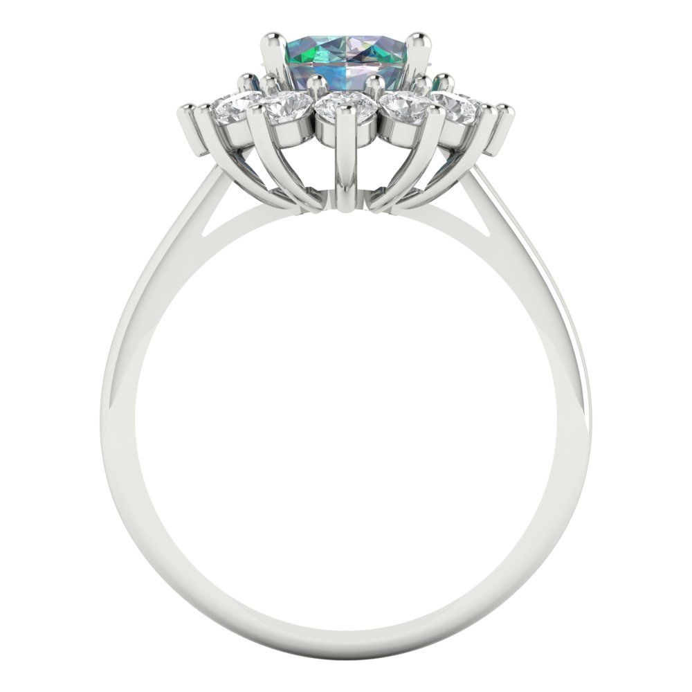 2.72 cttw Blue Moissanite Hidden Halo Engagement Ring - Solid Gold (Oval Cut,9x7mm)