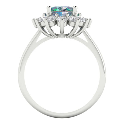 2.72 cttw Blue Moissanite Hidden Halo Engagement Ring - Solid Gold (Oval Cut,9x7mm)