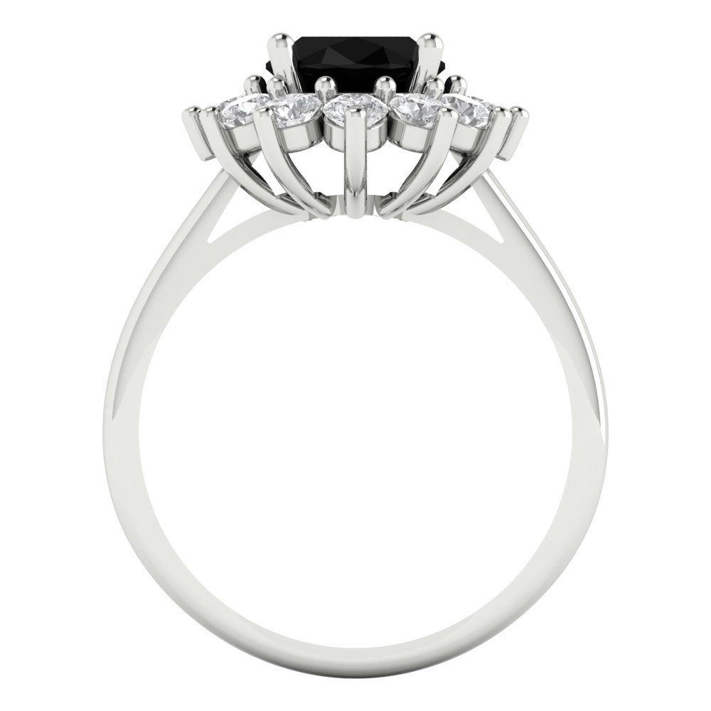 2.72 cttw Natural Onyx Hidden Halo Engagement Ring - Solid White Gold (VVS1, Oval Cut,9x7mm)