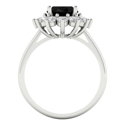 2.72 cttw Natural Onyx Hidden Halo Engagement Ring - Solid White Gold (VVS1, Oval Cut,9x7mm)