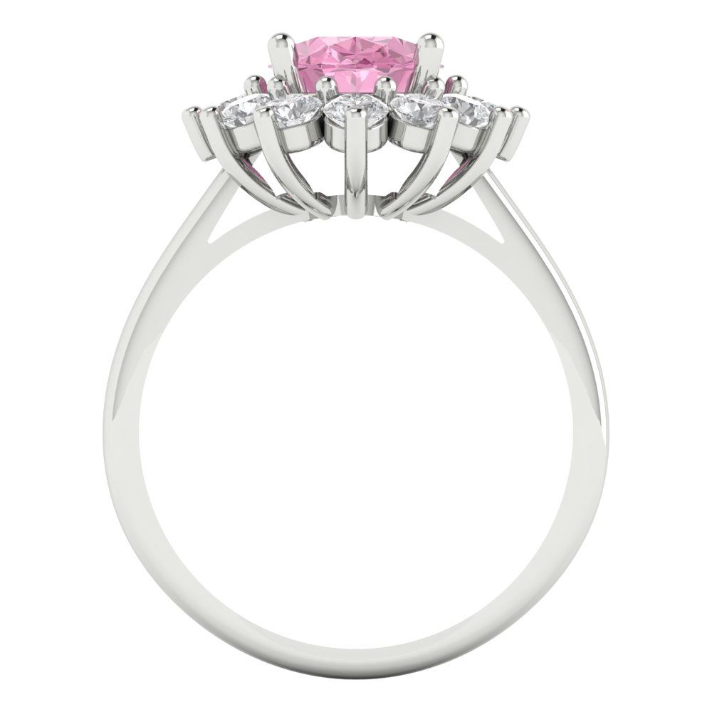 2.72 cttw Zirconia Simulated Pink Diamond Hidden Halo Engagement Ring - Solid Gold (VVS1, Oval Cut,9x7mm)