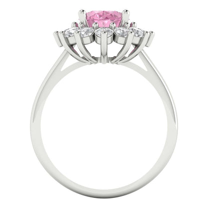 2.72 cttw Zirconia Simulated Pink Diamond Hidden Halo Engagement Ring - Solid Gold (VVS1, Oval Cut,9x7mm)