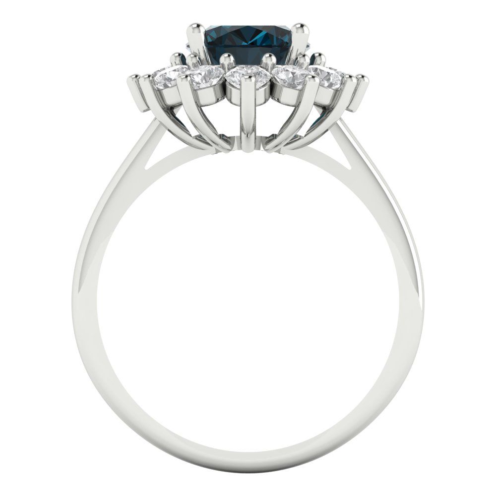 2.72 cttw Natural London Blue Topaz Hidden Halo Engagement Ring - Solid Gold (Oval Cut,9x7mm)