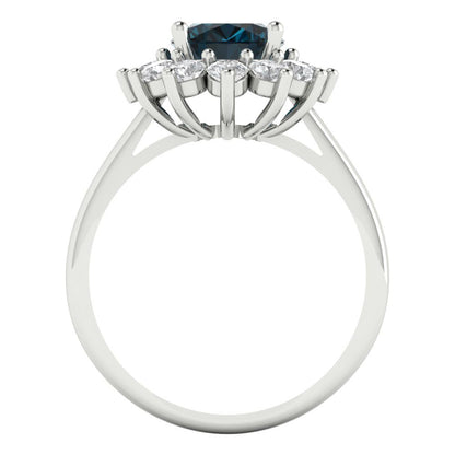 2.72 cttw Natural London Blue Topaz Hidden Halo Engagement Ring - Solid Gold (Oval Cut,9x7mm)