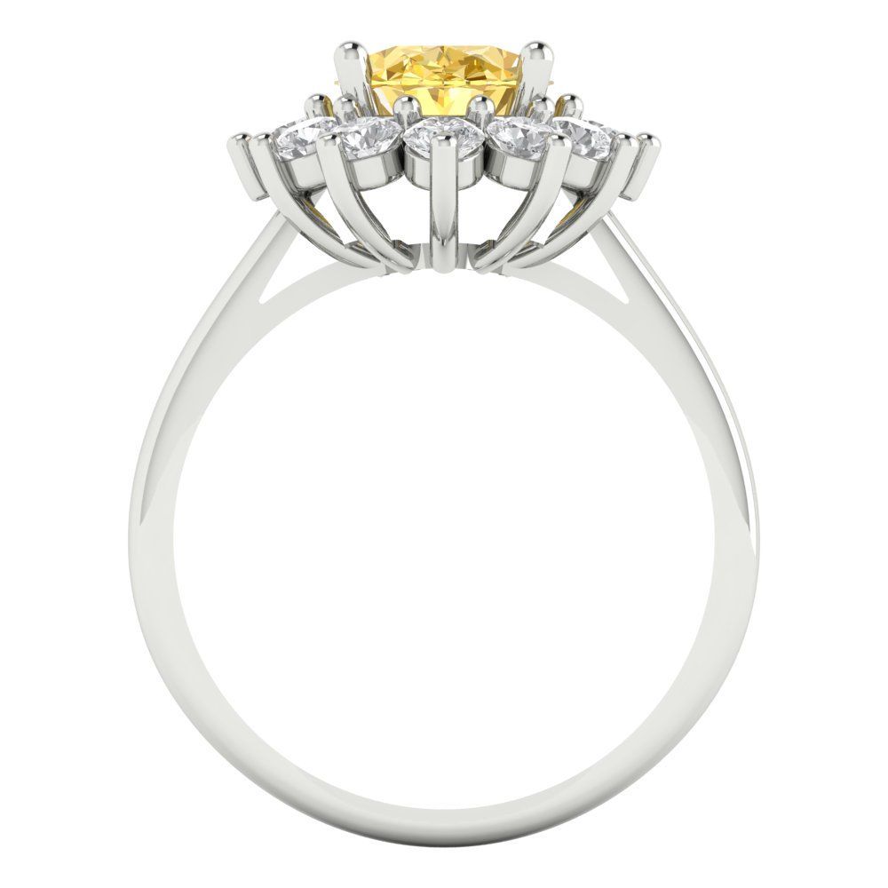 2.72 cttw Zirconia Simulated Yellow Diamond Hidden Halo Engagement Ring - Solid Gold (VVS1, Oval Cut,9x7mm)