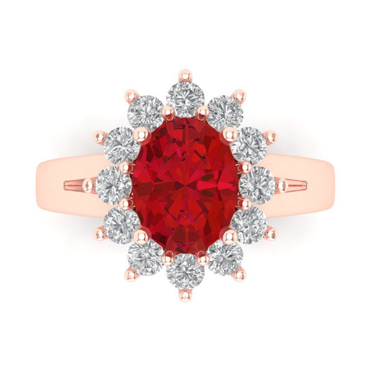 2.72 cttw Simulated Pink Tourmaline Hidden Halo Engagement Ring - Solid Rose Gold (VVS1, Oval Cut,9x7mm)