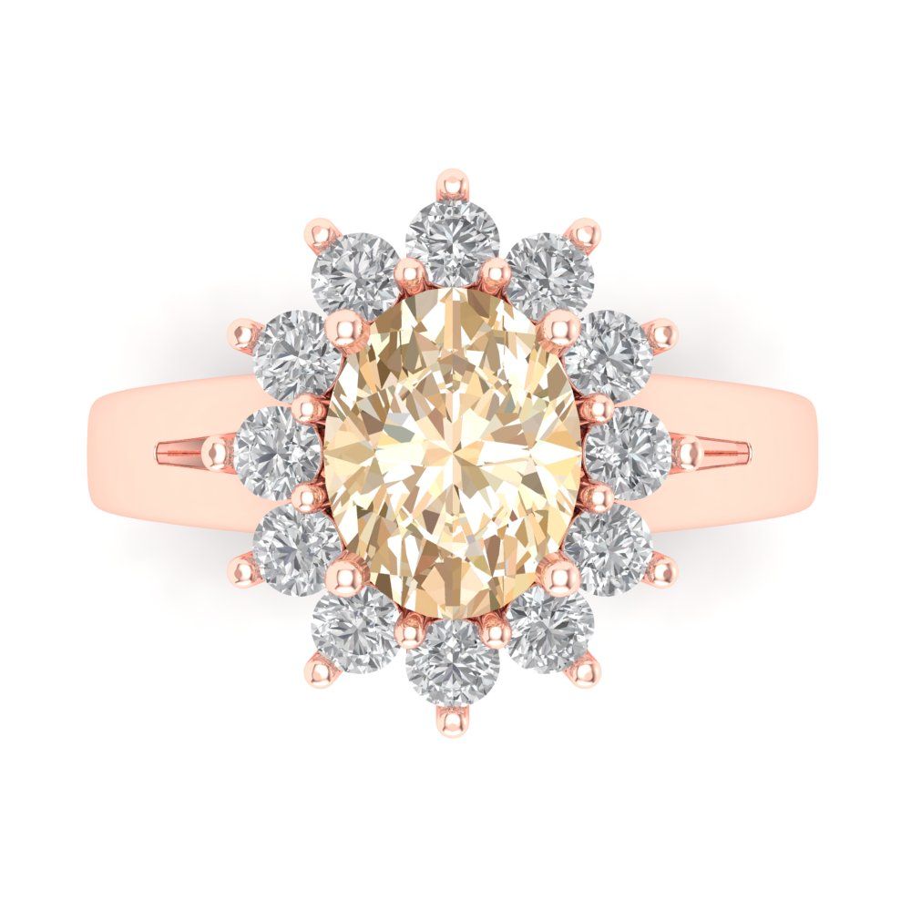 2.72 cttw Natural Morganite Hidden Halo Engagement Ring - Solid Gold (Oval Cut,9x7mm)