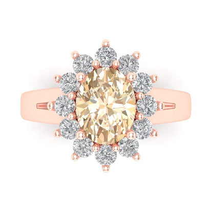 2.72 cttw Natural Morganite Hidden Halo Engagement Ring - Solid Gold (Oval Cut,9x7mm)