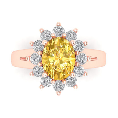 2.72 cttw Natural Citrine Hidden Halo Engagement Ring - Solid Gold (Oval Cut,9x7mm)